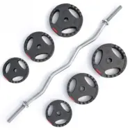 Gorilla Sports Curlstång PRO Trigrip - 25kg, Skivstångsset gummerade