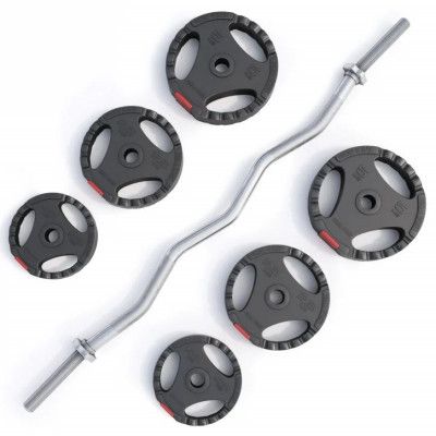 Gorilla Sports Curlstång PRO Trigrip - 25kg, Skivstångsset gummerade