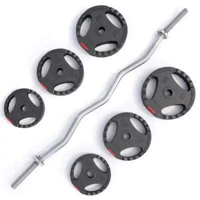 Gorilla Sports Curlstång PRO Trigrip - 25kg, Skivstångsset gummerade