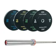 Kraftmark Internationellt Viktset 100 kg + Skivstång Cf 3.0, Skivstångsset bumper
