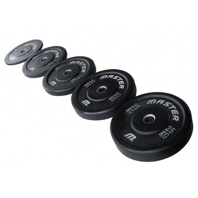 Master Fitness Bumper Plate 50mm Viktpaket 150kg Gummi Svart