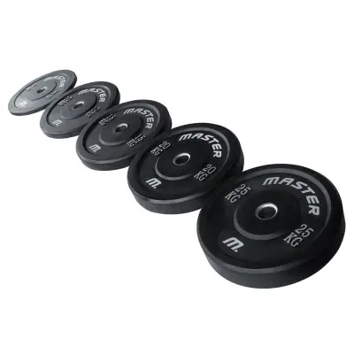 Master Fitness Bumper Plate 50mm Viktpaket 150kg Gummi Svart