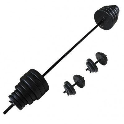 Tunturi Fitness Vinyl Barbell/Dumbbell Set 50kg, Skivstångset