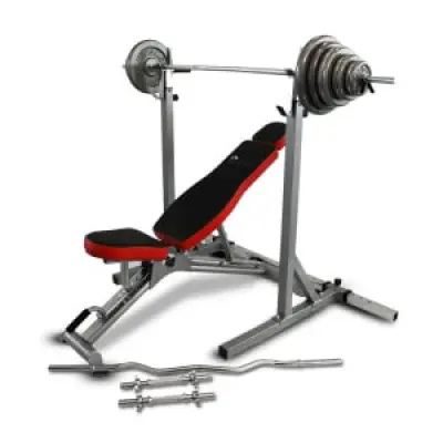 Bänk, Ställning, Skivstång& Hantelset 102 kg