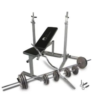 Bänk, Ställning, Skivstång& Hantelset 82 kg