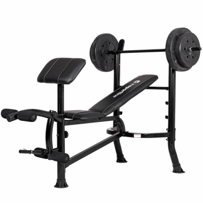 inSPORTline Multifunktionsbänk + Skivstångssats 40 kg