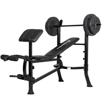 inSPORTline Multifunktionsbänk + Skivstångssats 40 kg