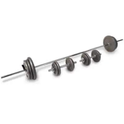 Skivstång& Hantelset 74 kg, JTC Power, Slät stång med fjäderlås