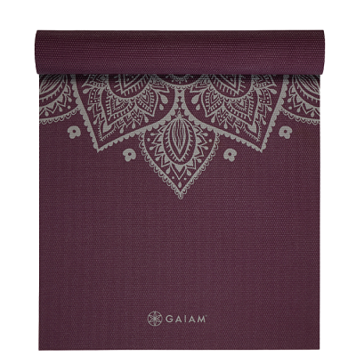 Gaiam Midnight Plum Sundial Flower Yoga Mat 5 mm