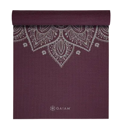 Gaiam Midnight Plum Sundial Flower Yoga Mat 5 mm
