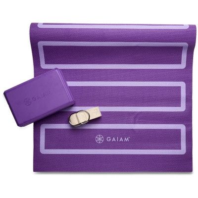 Gaiam Yoga Beginners Kit Purple, Yoga Set