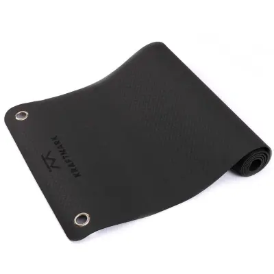 Kraftmark Yogamatta Svart Med Öjletter, Yogamattor