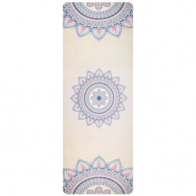 vidaXL Yogamatta mikrofiber mocka med tryck beige